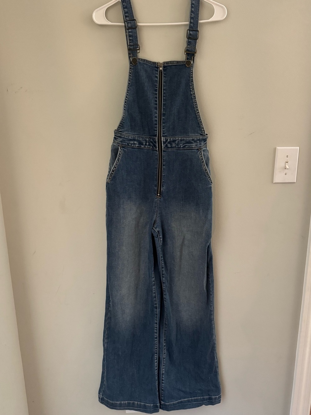 Sneak Peek Denim Zip-Front Overalls in Blue